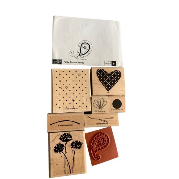 Stampin Up Polka Dots & Paisley Rubber Stamp Set - Picture 1 of 4